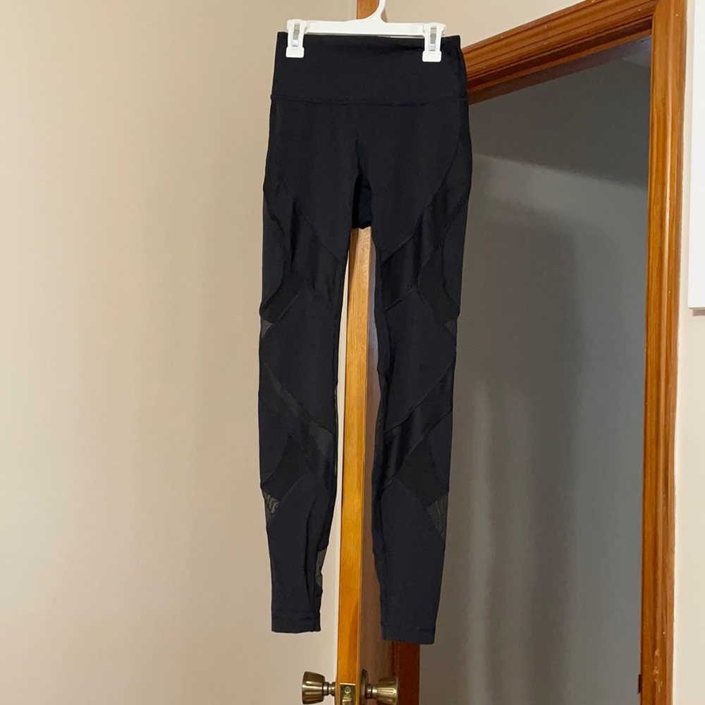 Lululemon Black Leggings with Netted Cutouts